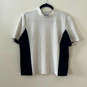 Zara Mock Neck black white blouse